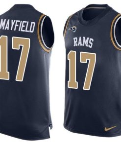 Nike Rams #17 Baker Mayfield Navy Blue Team Color Stitched NFL Limited Tank Top Jersey
