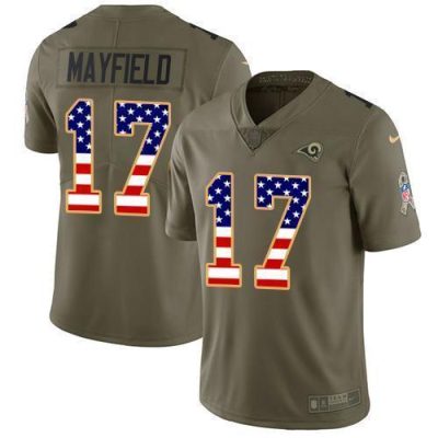 Nike Rams #17 Baker Mayfield Olive/USA Flag Stitched NFL Limited 2017 Salute To Service Jersey