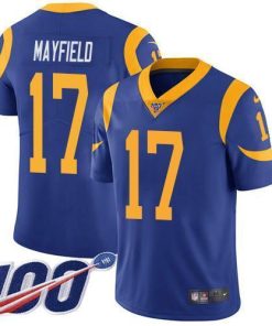 Nike Rams #17 Baker Mayfield Royal Blue Alternate Stitched NFL 100th Season Vapor Limited Jersey
