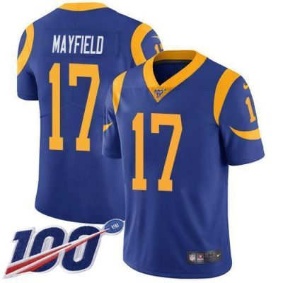 Nike Rams #17 Baker Mayfield Royal Blue Alternate Stitched NFL 100th Season Vapor Limited Jersey