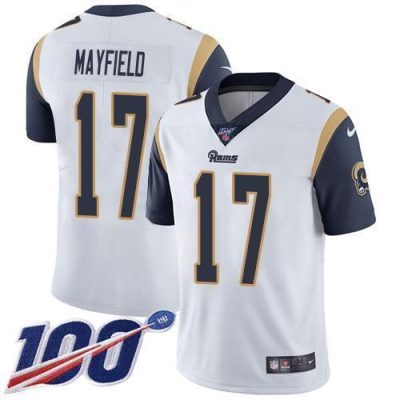 Nike Rams #17 Baker Mayfield White Stitched NFL 100th Season Vapor Limited Jersey