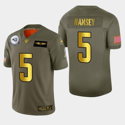 Nike Rams #5 Jalen Ramsey Olive Gold 2019 Salute To Service NFL 100 Limited Jersey