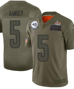 Nike Rams #5 Jalen Ramsey Camo Super Bowl LVI Patch Stitched NFL Limited 2019 Salute To Service Jersey