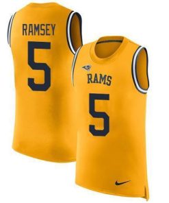 Nike Rams #5 Jalen Ramsey Gold Stitched NFL Limited Rush Tank Top Jersey