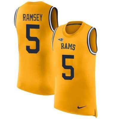 Nike Rams #5 Jalen Ramsey Gold Stitched NFL Limited Rush Tank Top Jersey