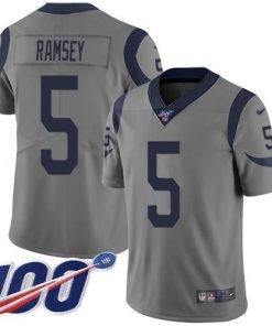 Nike Rams #5 Jalen Ramsey Gray Stitched NFL Limited Inverted Legend 100th Season Jersey