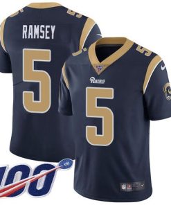 Nike Rams #5 Jalen Ramsey Navy Blue Team Color Stitched NFL 100th Season Vapor Limited Jersey