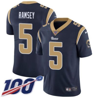 Nike Rams #5 Jalen Ramsey Navy Blue Team Color Stitched NFL 100th Season Vapor Limited Jersey