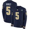 Nike Rams #5 Jalen Ramsey Navy Blue Team Color Stitched NFL Limited Therma Long Sleeve Jersey