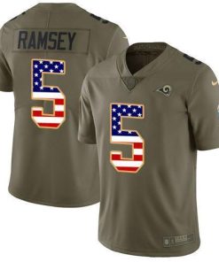 Nike Rams #5 Jalen Ramsey Olive/USA Flag Stitched NFL Limited 2017 Salute To Service Jersey
