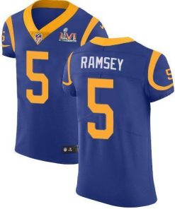 Nike Rams #5 Jalen Ramsey Royal Blue Alternate Super Bowl LVI Patch Stitched NFL Vapor Untouchable Elite Jersey
