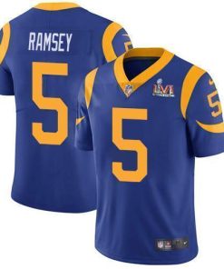 Nike Rams #5 Jalen Ramsey Royal Blue Alternate Super Bowl LVI Patch Stitched NFL Vapor Untouchable Limited Jersey