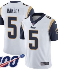 Nike Rams #5 Jalen Ramsey White Stitched NFL 100th Season Vapor Limited Jersey