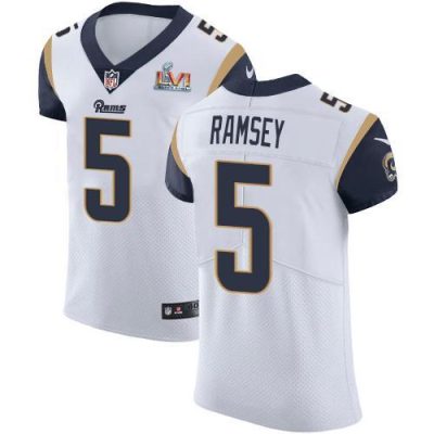 Nike Rams #5 Jalen Ramsey White Super Bowl LVI Patch Stitched NFL Vapor Untouchable Elite Jersey