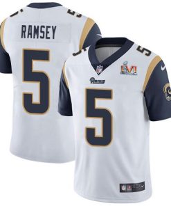 Nike Rams #5 Jalen Ramsey White Super Bowl LVI Patch Stitched NFL Vapor Untouchable Limited Jersey