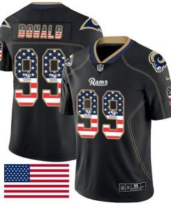 Nike Rams #99 Aaron Donald Black Stitched NFL Limited Rush USA Flag Jersey