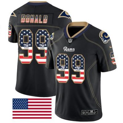 Nike Rams #99 Aaron Donald Black Stitched NFL Limited Rush USA Flag Jersey