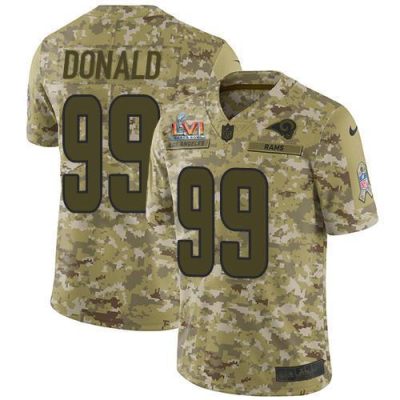 Nike Rams #99 Aaron Donald Camo Super Bowl LVI Patch Stitched NFL Limited 2018 Salute To Service Jersey