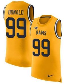 Nike Rams #99 Aaron Donald Gold Stitched NFL Limited Rush Tank Top Jersey