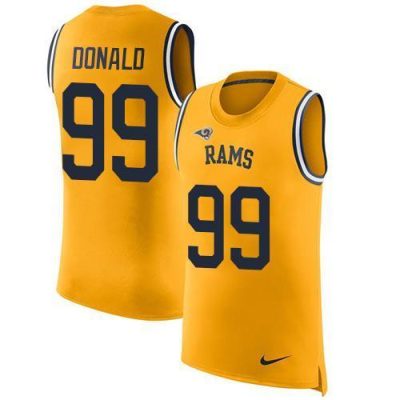 Nike Rams #99 Aaron Donald Gold Stitched NFL Limited Rush Tank Top Jersey