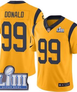 Nike Rams #99 Aaron Donald Gold Super Bowl LIII Bound Stitched NFL Limited Rush Jersey