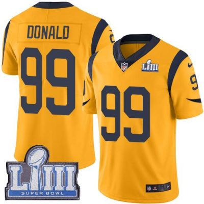 Nike Rams #99 Aaron Donald Gold Super Bowl LIII Bound Stitched NFL Limited Rush Jersey