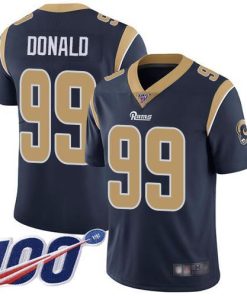 Nike Rams #99 Aaron Donald Navy Blue Team Color Stitched NFL 100th Season Vapor Limited Jersey