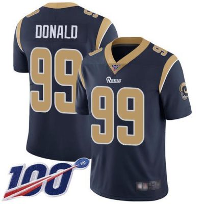 Nike Rams #99 Aaron Donald Navy Blue Team Color Stitched NFL 100th Season Vapor Limited Jersey