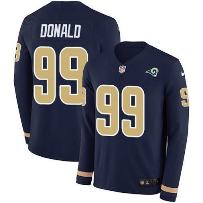 Nike Rams #99 Aaron Donald Navy Blue Team Color Stitched NFL Limited Therma Long Sleeve Jersey
