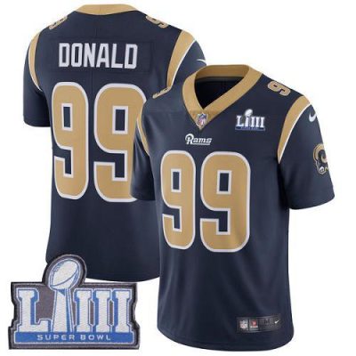 Nike Rams #99 Aaron Donald Navy Blue Team Color Super Bowl LIII Bound Stitched NFL Vapor Untouchable Limited Jersey