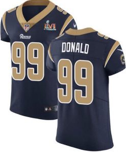 Nike Rams #99 Aaron Donald Navy Blue Team Color Super Bowl LVI Patch Stitched NFL Vapor Untouchable Elite Jersey