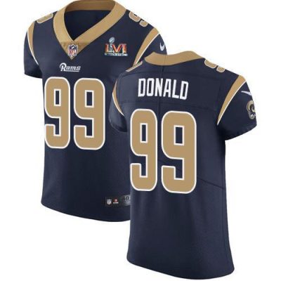 Nike Rams #99 Aaron Donald Navy Blue Team Color Super Bowl LVI Patch Stitched NFL Vapor Untouchable Elite Jersey