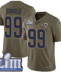 Nike Rams #99 Aaron Donald Olive Super Bowl LIII Bound Stitched NFL Limited 2017 Salute To Service Jersey