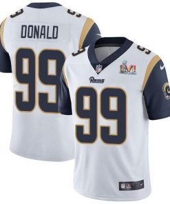 Nike Rams #99 Aaron Donald White Super Bowl LVI Patch Stitched NFL Vapor Untouchable Limited Jersey