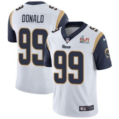 Nike Rams #99 Aaron Donald White Super Bowl LVI Patch Stitched NFL Vapor Untouchable Limited Jersey