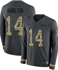 Nike Ravens #14 Kyle Hamilton Anthracite Salute To Service Stitched NFL Limited Therma Long Sleeve Jersey