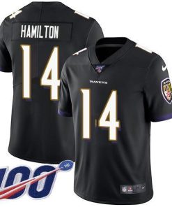 Nike Ravens #14 Kyle Hamilton Black Alternate Stitched NFL 100th Season Vapor Untouchable Limited Jersey