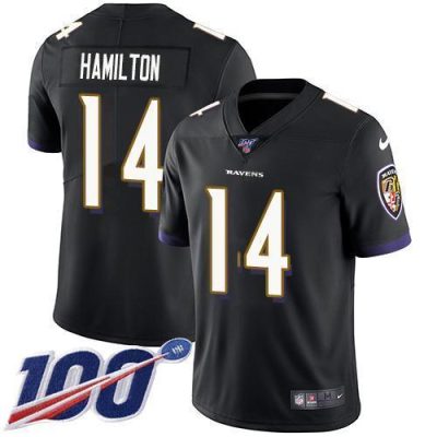 Nike Ravens #14 Kyle Hamilton Black Alternate Stitched NFL 100th Season Vapor Untouchable Limited Jersey
