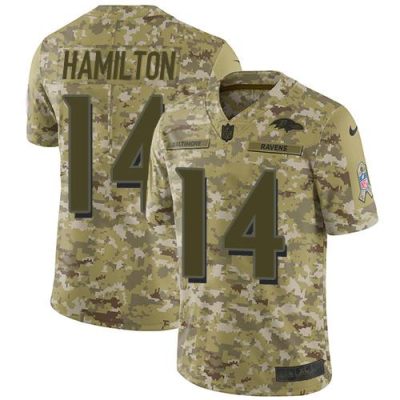 Nike Ravens #14 Kyle Hamilton Camo Stitched NFL Limited 2018 Salute To Service Jersey
