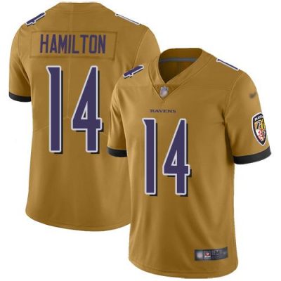 Nike Ravens #14 Kyle Hamilton Gold Stitched NFL Limited Inverted Legend Jersey