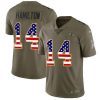 Nike Ravens #14 Kyle Hamilton Olive/USA Flag Stitched NFL Limited 2017 Salute To Service Jersey