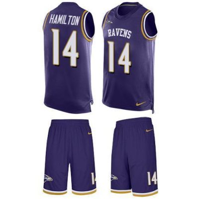 Nike Ravens #14 Kyle Hamilton Purple Team Color Stitched NFL Limited Tank Top Suit Jersey
