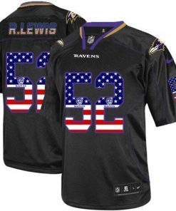 Nike Ravens #52 Ray Lewis Black Stitched NFL Elite USA Flag Fashion Jersey