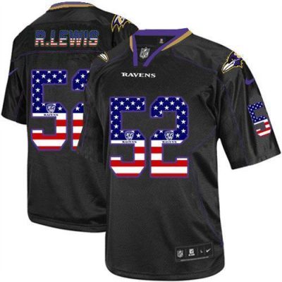 Nike Ravens #52 Ray Lewis Black Stitched NFL Elite USA Flag Fashion Jersey