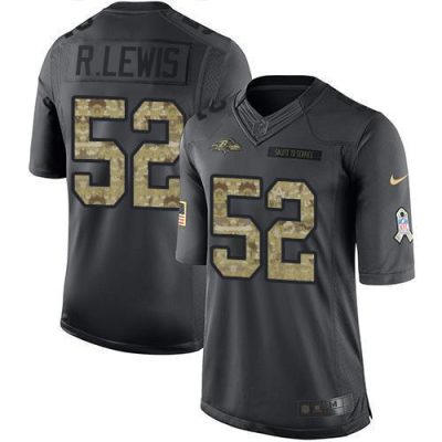 Nike Ravens #52 Ray Lewis Black Stitched NFL Limited 2016 Salute To Service Jersey
