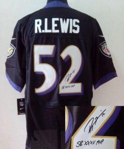 Nike Ravens #52 Ray Lewis Black Alternate Stitched NFL Elite Autographed Jersey