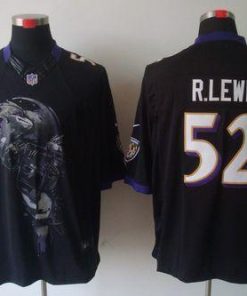 Nike Ravens #52 Ray Lewis Black Alternate Stitched NFL Helmet Tri-Blend Limited Jersey