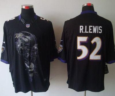 Nike Ravens #52 Ray Lewis Black Alternate Stitched NFL Helmet Tri-Blend Limited Jersey