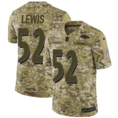 Nike Ravens #52 Ray Lewis Camo Stitched NFL Limited 2018 Salute To Service Jersey
