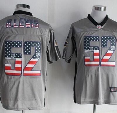 Nike Ravens #52 Ray Lewis Grey Stitched NFL Elite USA Flag Fashion Jersey